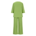 thumbnail image 5 of Fashion Two Piece Sets for Women Plus Size Loose Casual Solid Color Cotton Linen Three Quarter Sleeved Top Wide Leg Pants Two-piece Set Gifts for Womens, 5 of 5