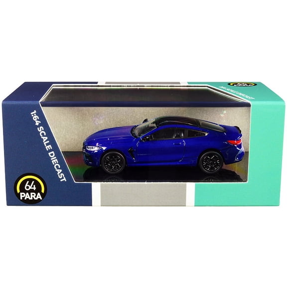 BMW M8 Coupe Marina Bay Blue Metallic with Black Top 1/64 Diecast Model Car by Paragon