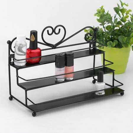 3 Tiers Metal Heart Design Clear Nail Polish Display Table Top Wall Rack