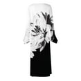 thumbnail image 5 of pstuiky Dresses for Women, Women Button Flower Print Pleated Dress Long Sleeve V-Neck Dress Mid-Calf Dress with Pocket Leisure Black L, 5 of 5