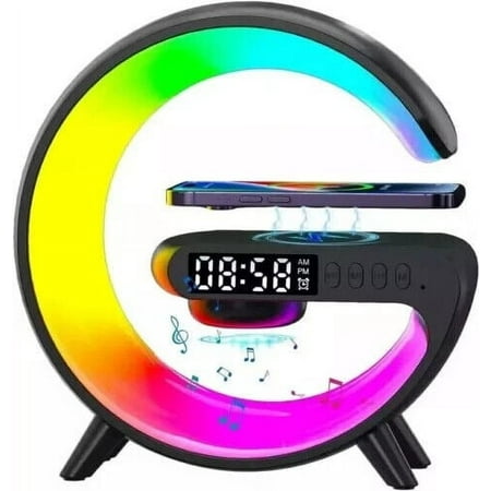 1 Pc Smart Alarm Clock With 5W Fast Charging-Wireless speaker & RGB Night Light