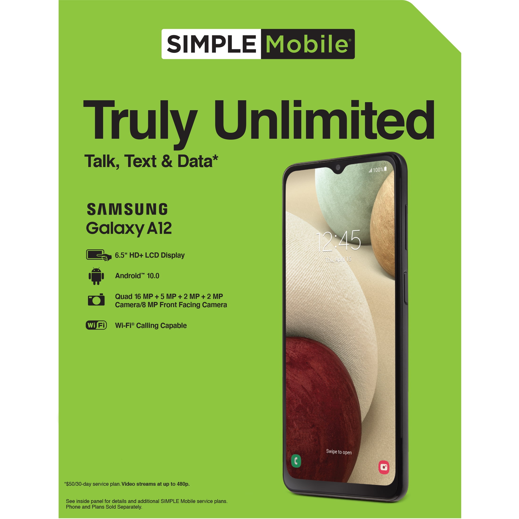 Straight Talk Samsung Galaxy A12, 32GB, Black- Prepaid Smartphone