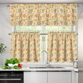 thumbnail image 3 of Yuyamidu Floral Print Kitchen Curtain Valance and Tiers 3 Panel Set Easy to Install Bathroom Window Curtain with Rod Pocket Soft Window Treatment Tiers for Living Room Bathroom, 3 of 5