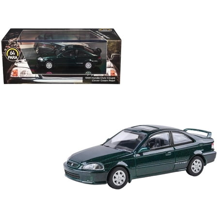 1999 Honda Civic Si EM1 Clover Green Pearl Metallic with Sunroof 1/64 Diecast Model Car by Paragon Models