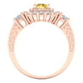 thumbnail image 4 of 1.6 ct Brilliant Round Cut Yellow Zircon 14k Rose Gold Halo Solitaire with Accents Bridal Wedding Engagement Promise Anniversary Ring for Women size 6.75, 4 of 7
