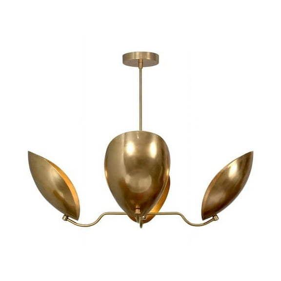 4 Light Curved Shades Pendant Mid Century Modern Raw Brass Sputnik chandelier light Fixture