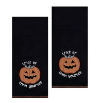 Halloween Towels Black Bath Hand Towel 2 Pack Pumpkin Lets Party