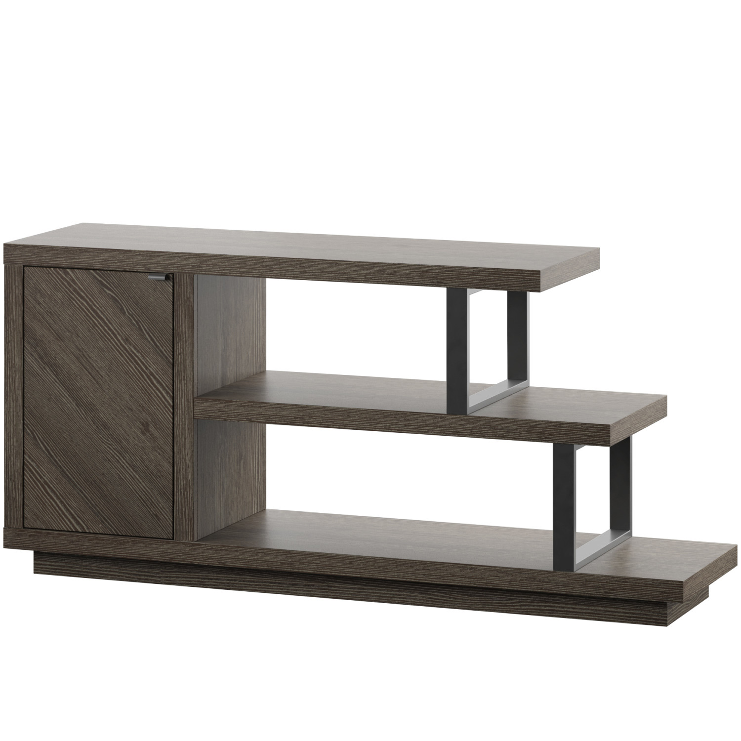 TV Stand for TVs up to 55” with Asymmetrical Shelves in Curtis Oak - image 3 of 14