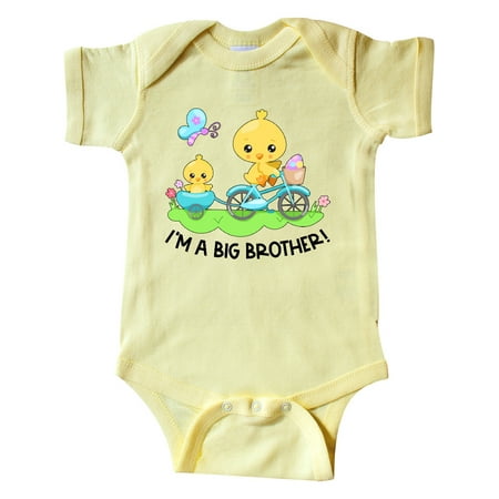 

Inktastic I m a Big Brother! Easter Spring Chick Riding Blue Bike Gift Baby Boy Bodysuit