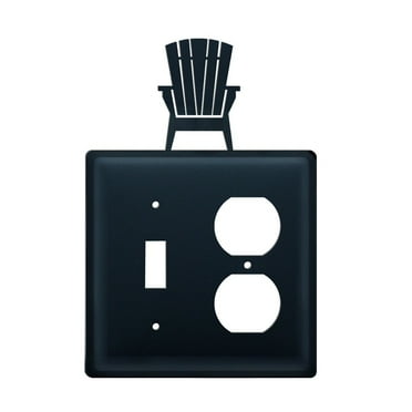 1 Switch and Duplex Outlet Cover with Adirondack Chair Accent, Black