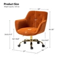thumbnail image 7 of Velvet Tufted Office Chair Upholstered Swivel Modern Adjustable Armchair Metal Base Home Bedroom Orange, 7 of 7