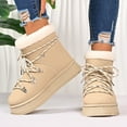 thumbnail image 3 of Rokment Platform Winter Combat Boots for Women Fashion Casual Plush Lined Warm Mid Calf Snow Ankle Booties in Cold Weather Beige Size 6, 3 of 8