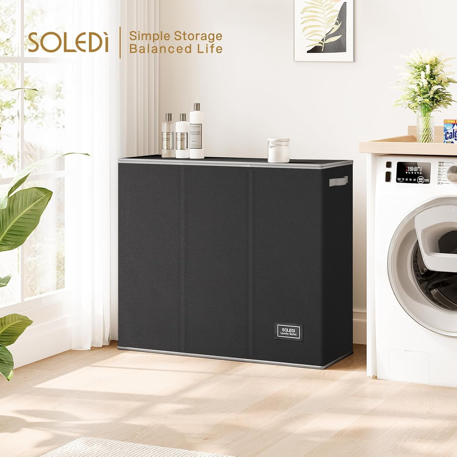 3 Section, Extra Large Laundry Hamper with Lid, Dirty Clothes Hamper with Sturdy Handle, Large Laundry Basket Organizer for Laundry Room, Bedroom, Hampers for Laundry