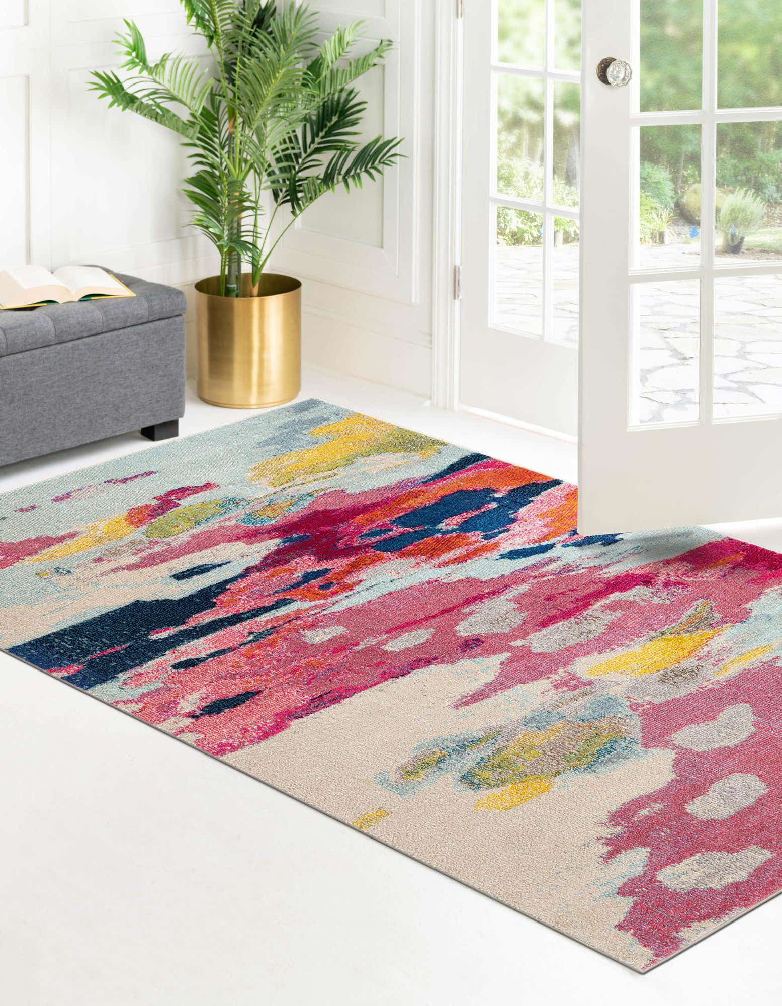 Buy Austin Abstract 10x13 Light Blue & Pink Rug
