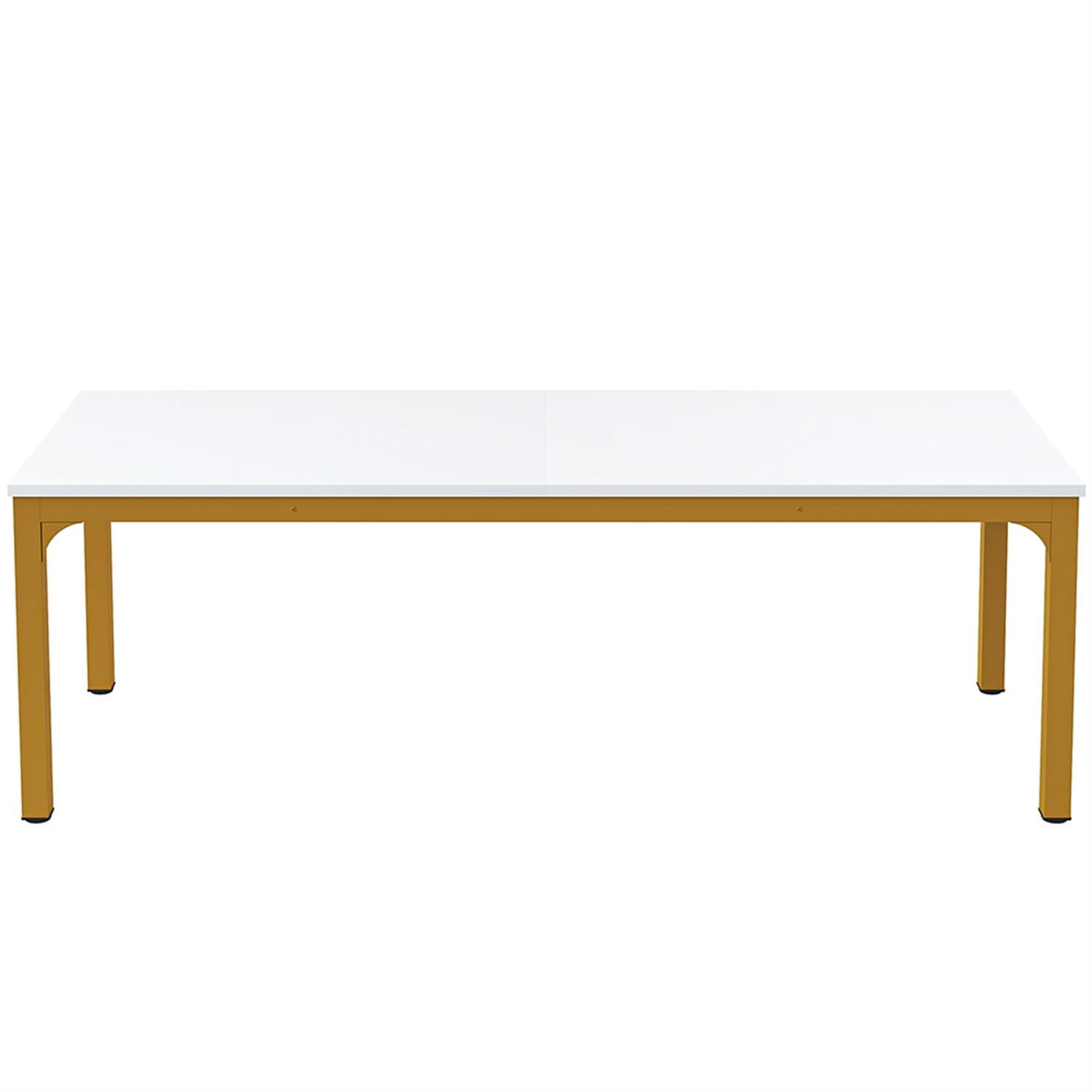 Demi Bonn 78" Farmhouse Dining Table, Wood Rustic Kitchen Table for 8 People, Large Rectangular Dinner Table for Dining Room, Home Office, Living Room Furniture, White & Gold