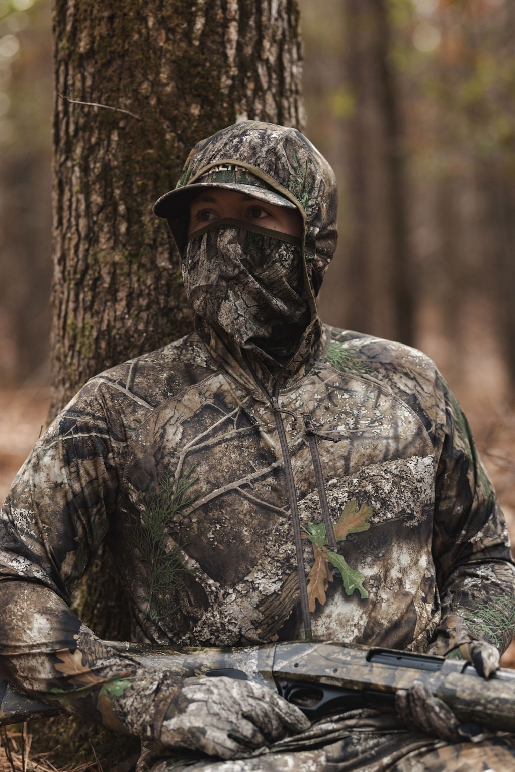 Realtree Men's Camo 1/2-Zip Hunting Pullover with Hood & Face Mask