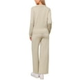 thumbnail image 3 of INSPIRE CHIC Knit Sweater Top Wide Leg Pants Set for Women's 2 Piece V Neck Lounge Outfits Trendy Cozy Clothes XS Apricot, 3 of 6