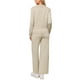 thumbnail image 3 of Conjunto de suéter de punto Inspire Chic y pantalones de pierna ancha para mujeres, 2 piezas, atuendos de lounge con escote en V, ropa acogedora y moderna, XL, albaricoque, 3 of 6