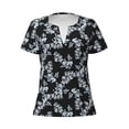 thumbnail image 3 of Zufioo Flower for Women's Deep V-neck Short-sleeved T-shirt, Top with Short Sleeves - with Stainless Steel Buckle, Moisture Wicking, Ideal Home Wear-XX-Large, 3 of 9