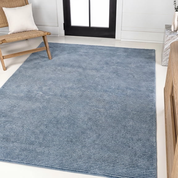 JONATHAN Y CARMEL 3 x 5 Area Rug, Cole Minimalist Pinstripe - Blue/White, CAR101B-3