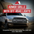 thumbnail image 3 of AMERICAN MODIFIED Armor Grille for 13-18 Dodge Ram 2500/3500, Matte Black, 3 of 13