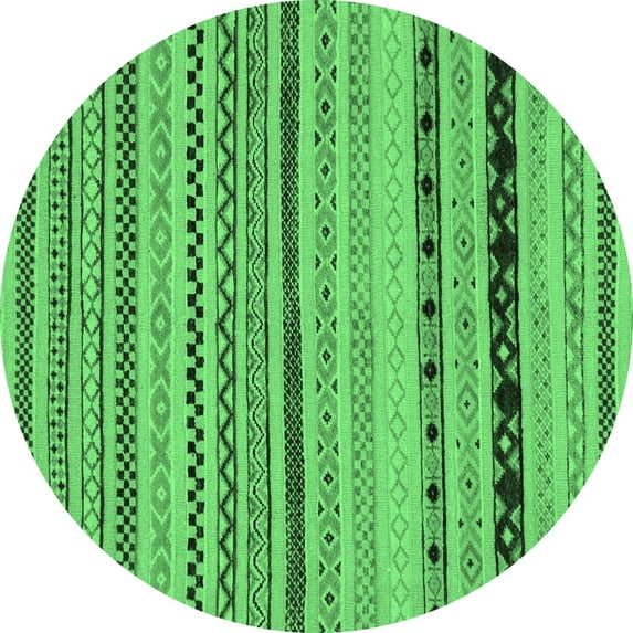 Ahgly Company Indoor Round Abstract Emerald Green Modern Area Rugs, 7' Round