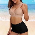 thumbnail image 5 of Womens Bikini Sets Women's Strappy Tankini Two Piece Swimsuit with Tank Top and Bottom Swimwear Everyday Beachwear Solid Color Spaghetti Strap Sleeveless Khaki M, 5 of 7