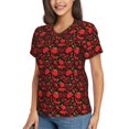 thumbnail image 5 of Yiaed Tomatoes And Chili Print Women's T Shirt V-Neck Short Sleeve Shirt Casual Breathable Tee Summer Tops-, 5 of 5