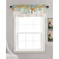 thumbnail image 3 of Orange Spring Floral Linen Curtain Valance for Bedroom/Bathroom/Kitchen/Living/Dining Room Window,Teal Green Summer Pastoral Botanical Rustic Rod Pocket Topper Decorative Cafe Drapes Panel 60x18, 3 of 6