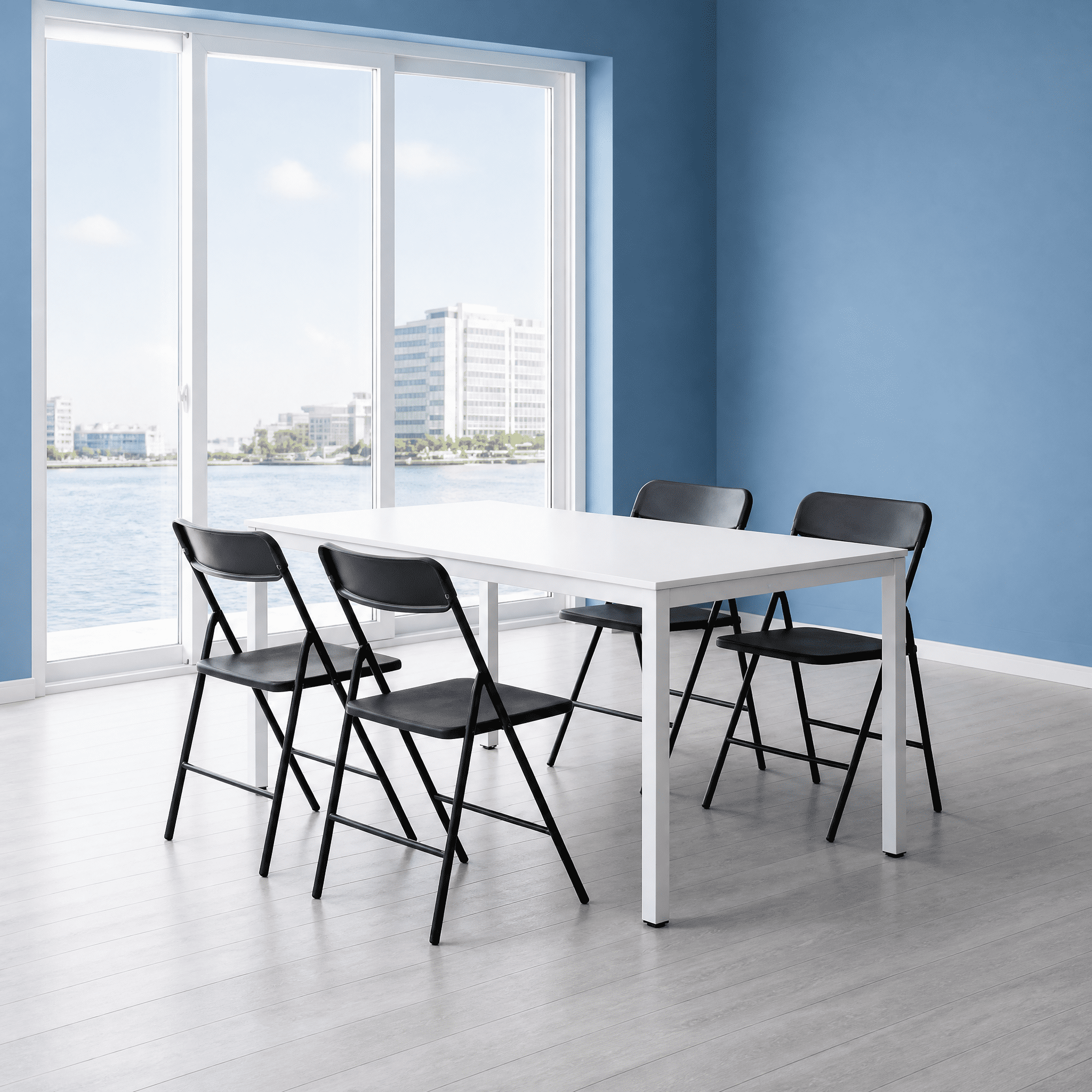 4-Pack Folding Chairs, PP Cushion, Heavy-Duty Steel, 350 LBS Capacity, Stackable, No Assembly