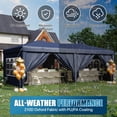 thumbnail image 4 of Sunmthink 10x20 Pop Up Canopy Tent, Waterproof Party Tent with 6 Removable Sidewalls, 3-Level Height Adjustable Event Tent, Instant Shelter for Wedding, Party, Commercial & Market Events,Blue, 4 of 9