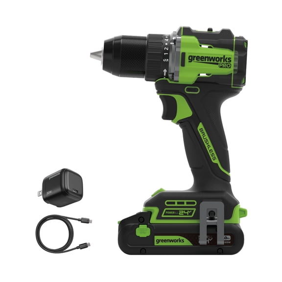 Greenworks Pro 24V 1/2" 530 in-lb Drill Driver w/ 2.0Ah USB-C Battery, DD560A1