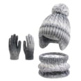 thumbnail image 3 of Toddler Hats, Gloves and Scarves Sets Winter Warm Knit Thick Thermal Stretchy Ski Head Hat Scarf Gloves Set, 3 of 8