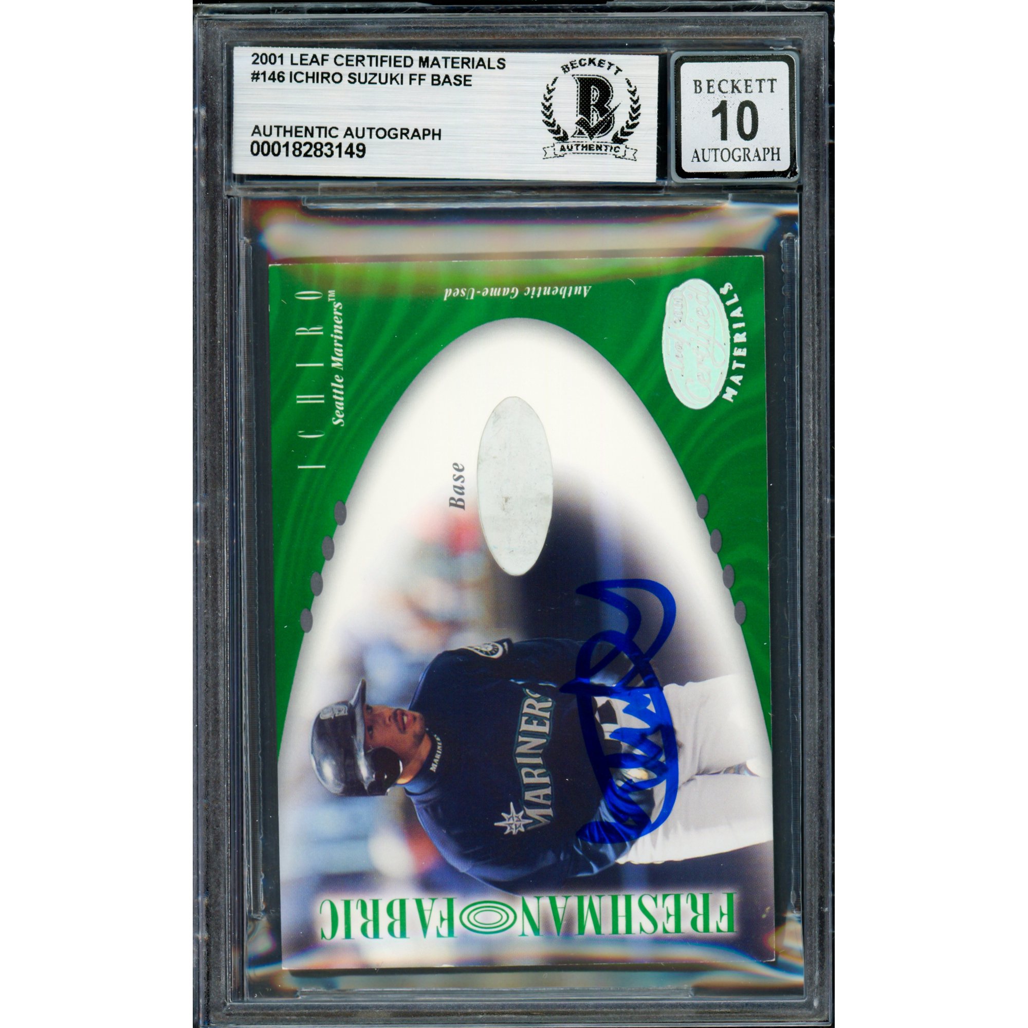 Ichiro Suzuki Autographed 2001 Leaf Certified Material Rookie Card #146 Seattle Mariners Auto Grade Gem Mint 10 #35/200 Beckett BAS #18283149