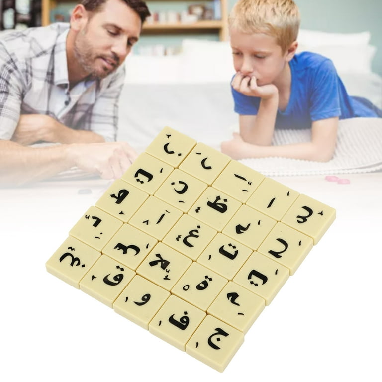 110Pcs Plastic Chess Pieces Arabic Letter Crossword Tiles Table