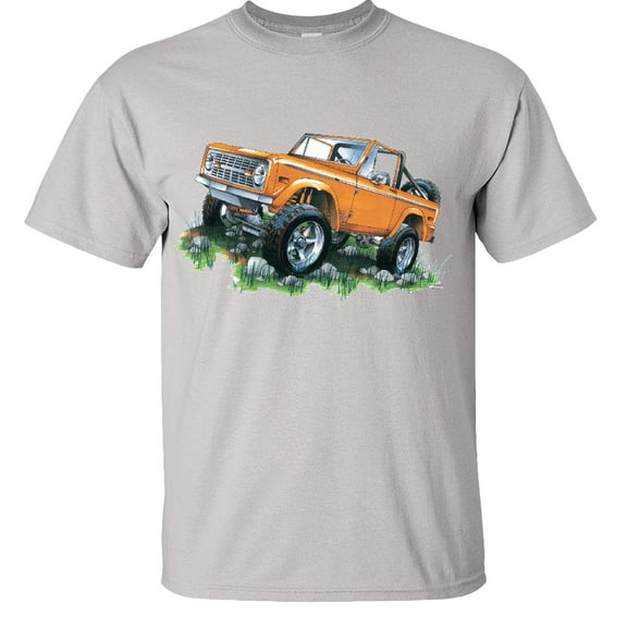 Fair Game Classic Orange Bronco 1970's Ford T-Shirt-Ice Grey-S