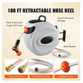 thumbnail image 5 of Retractable Hose Reel 100ft x 1/2in, Wall Mount, 180° Swivel, 9-Pattern Nozzle, Auto Rewind, Lockable, Slow Return - Garden Water Hose, 5 of 7