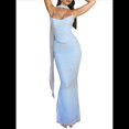 thumbnail image 2 of Vestido Tubo con Hombros Descubiertos para Mujer, Estilo Corsé, Plisado, Ajustado, para Invitada de Boda Formal, Conjunto de Dos Piezas. Azul L, 2 of 9