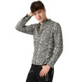 thumbnail image 3 of INSPIRE CHIC Men's Vintage Leopard Printed Button Down Long Sleeve Cotton Shirt, 3 of 6