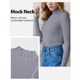 thumbnail image 4 of FEOYA Women's Mock Neck Sweaters Ladies Knit Pullover Top Long Sleeve Basic Ribbed Sweater Slim Fit Half Turtleneck Fall Sweater Gray, 4 of 7