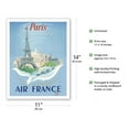 thumbnail image 2 of Paris France - Eiffel Tower - Vintage Airline Travel Poster by Régis Manset c.1952 - Fine Art Matte Paper Print (Unframed) 11x14in, 2 of 4