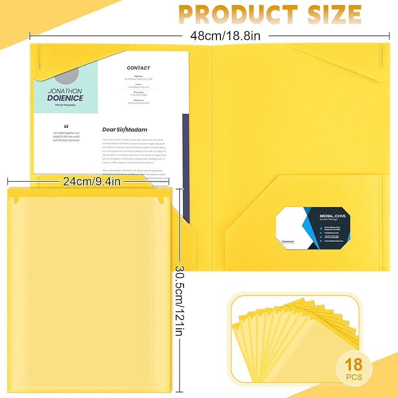 21 Pcs Plastic Folders with Clear Front Pockets Heavy Duty File Folders with 2 Pockets and Card Slot for Student Communication School Office Presentation Report