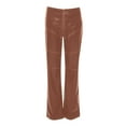 thumbnail image 7 of LLYwey Scrub Pants for Women Ladies New Versatile High Waisted Straight Leg Leather Pants with Casual Pockets Retro Leg Pants New Full Length Pants Trousers Regular Fitted Brown L, 7 of 7