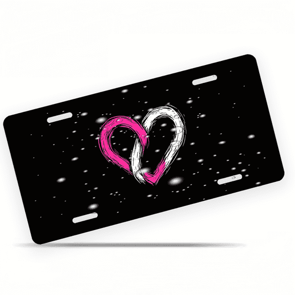 1 Pcs 2D Flat License Plate Covers & Frames, Heart Logo For Decorative Front, Waterproof For Decoration Aluminum License Plate Covers & Frames Cover For Men Women, 12" X 6"