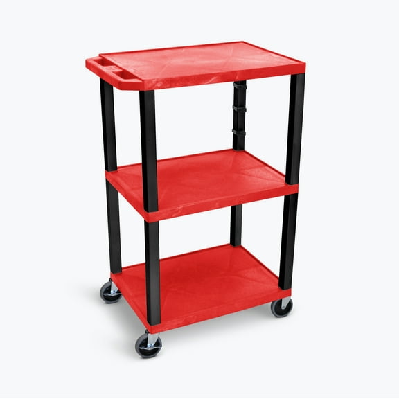 FSE 373-UCPL1RE-B 42"H 3-Shelf Utility Cart - Electric, Red Shelves, Black Legs