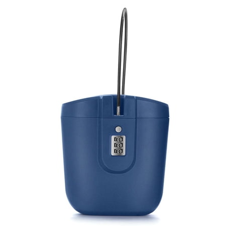 Security Sports Storage Box Portable 3-Digit Combination Lock Box Beach Bucket Steel Wire Password Box BLUE