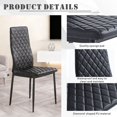 thumbnail image 3 of LHYY Modern Dining Chair Fireproof Leather Sprayed Metal Pipe Diamond Grid Pattern Restaurant Home Conference Chair Set (4 packs) BLACK, 3 of 7