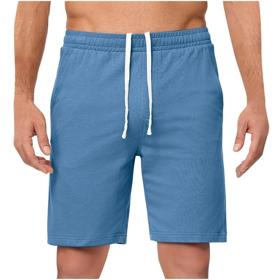 Mens Chino Shorts Casual Elastic Waist Drawstring 9"/10" Inch Inseam Straight Fit Summer Beach Vacation Short Pants with Pocket