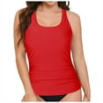 thumbnail image 4 of GEWSEY Women Tankini Top Only - High Neck Bathing Suit Tummy Control Swim Top 2025 Red, 2XL, 4 of 9