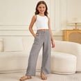 thumbnail image 2 of Gubotare Teen Girl Linen Pants Girls' Fashionable Casual Pants, Straight Leg Pants paired with Prints, Bow Pocket Design Size 9-10 (Grey,9-10 Years), 2 of 4